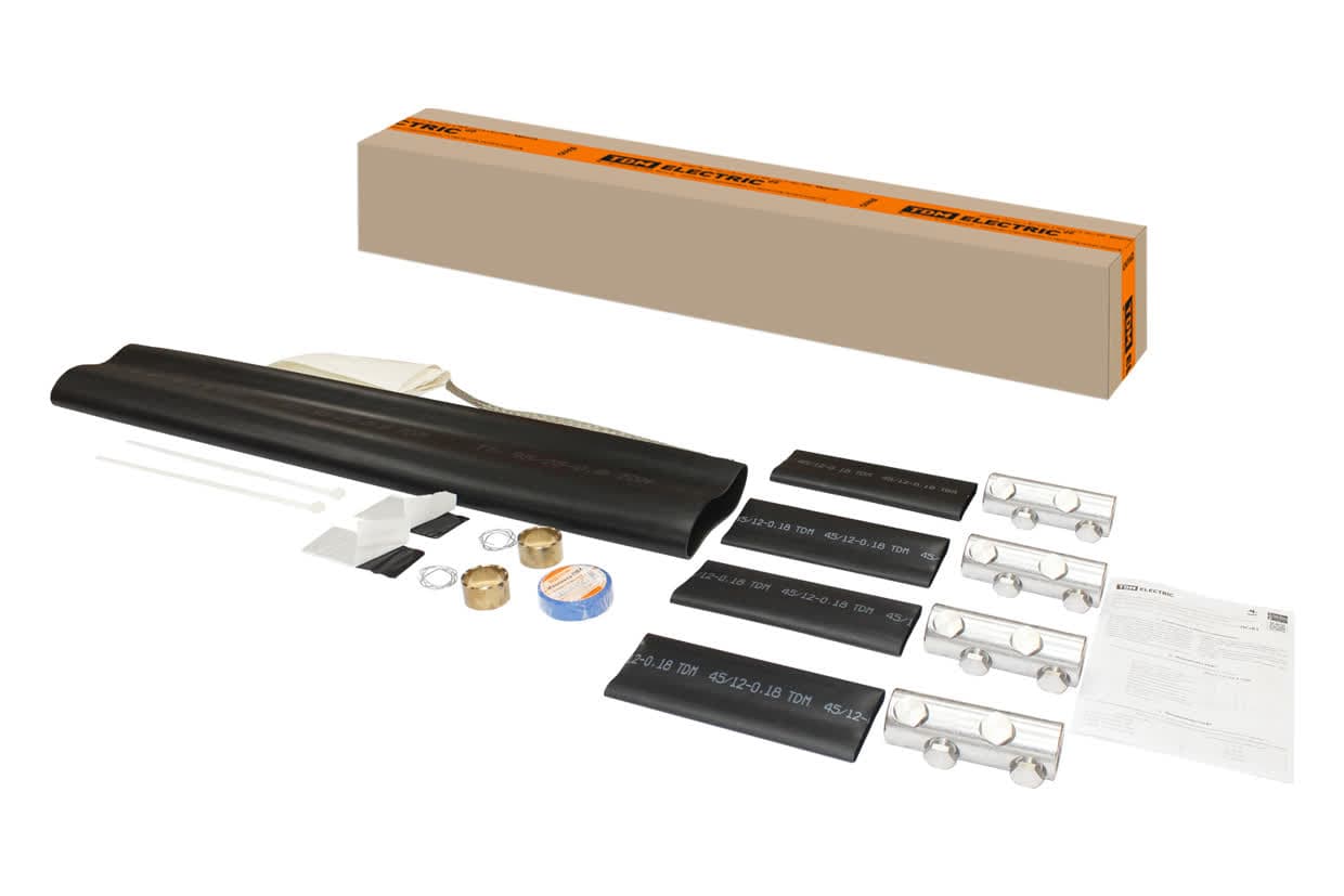 Муфта кабельная термоусаживаемая соединительная 150-240 кв.мм, 1кВ, ПВХ/СПЭ с броней, без гильз 4ПСтБ1-150/240-БГ TDM