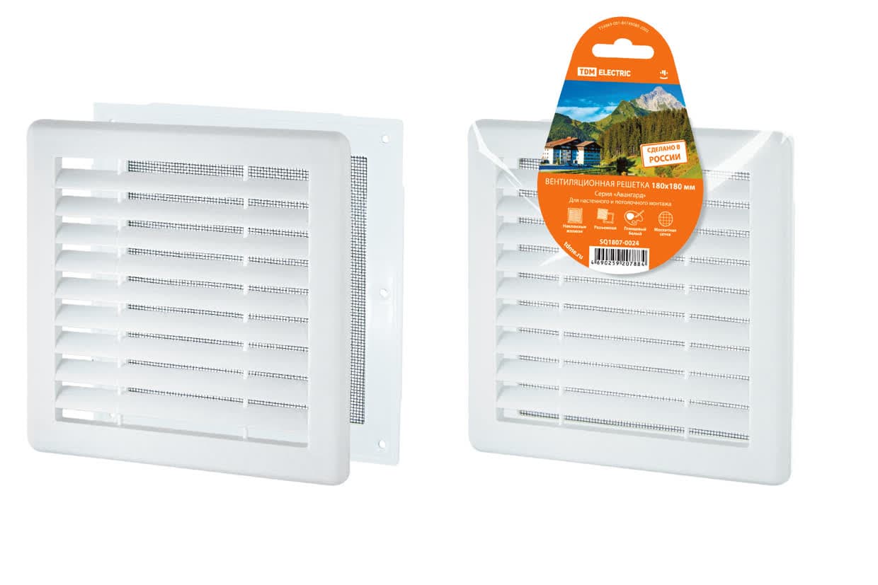 Решетка разъемная с москитной сеткой, белая, 180х180 TDM