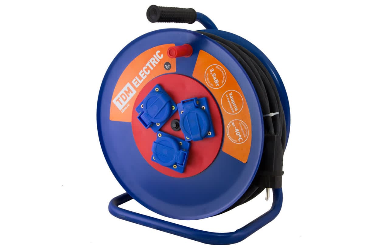 Удлинитель силовой УХз16-003 TDM (метал. катушка,АЗ,3 места IP44/30м КГ 3х2,5)