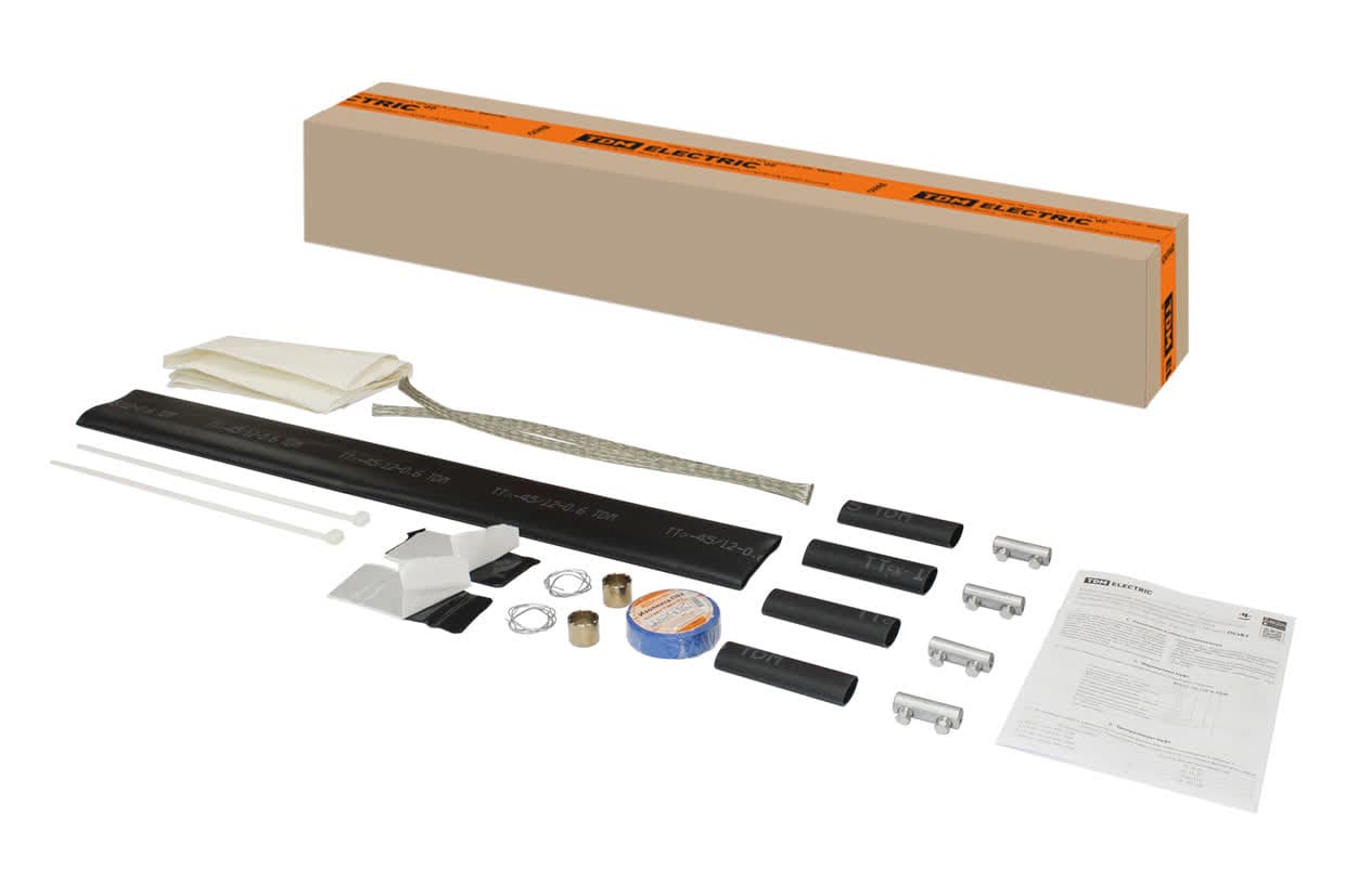 Муфта кабельная термоусаживаемая соединительная 10-25 кв.мм, 1кВ, ПВХ/СПЭ с броней, с соединителями 4ПСтБ1-10/25-Б TDM