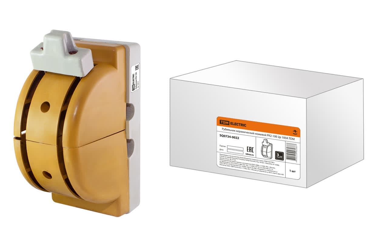 Рубильник керамический ножевой РК2-100 2p 100А TDM