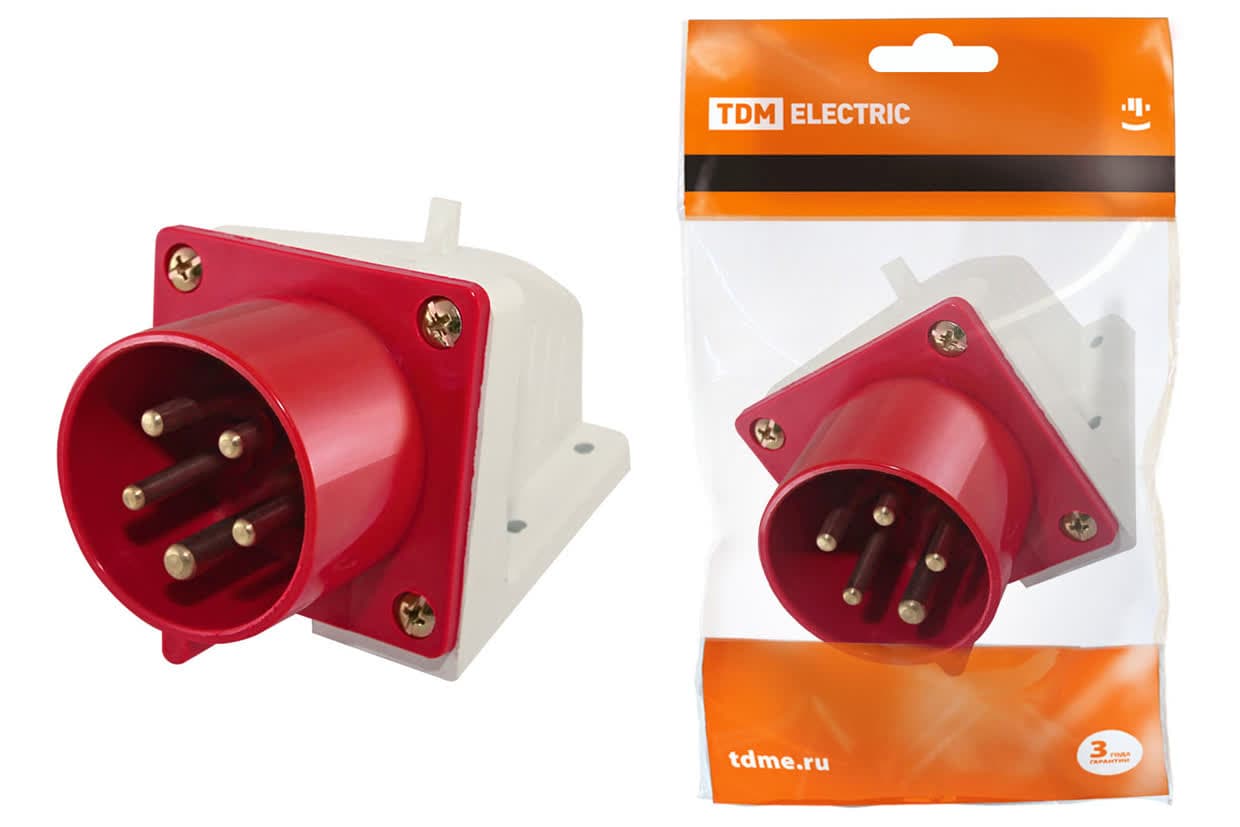 Вилка 525 стационарная 3Р+РЕ+N 32А 380В IP44 TDM