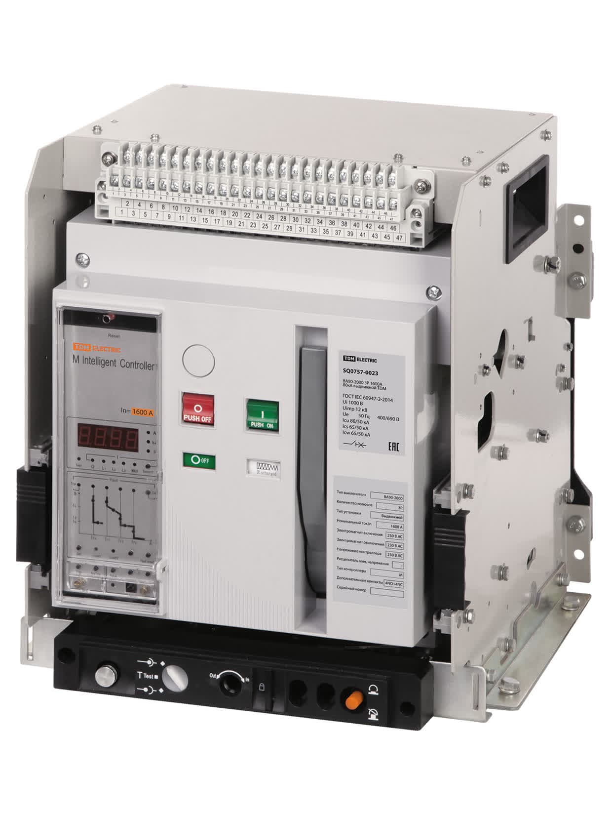 Автоматический выключатель ВА90-2000 3Р 1600А 80кА выдвижной TDM