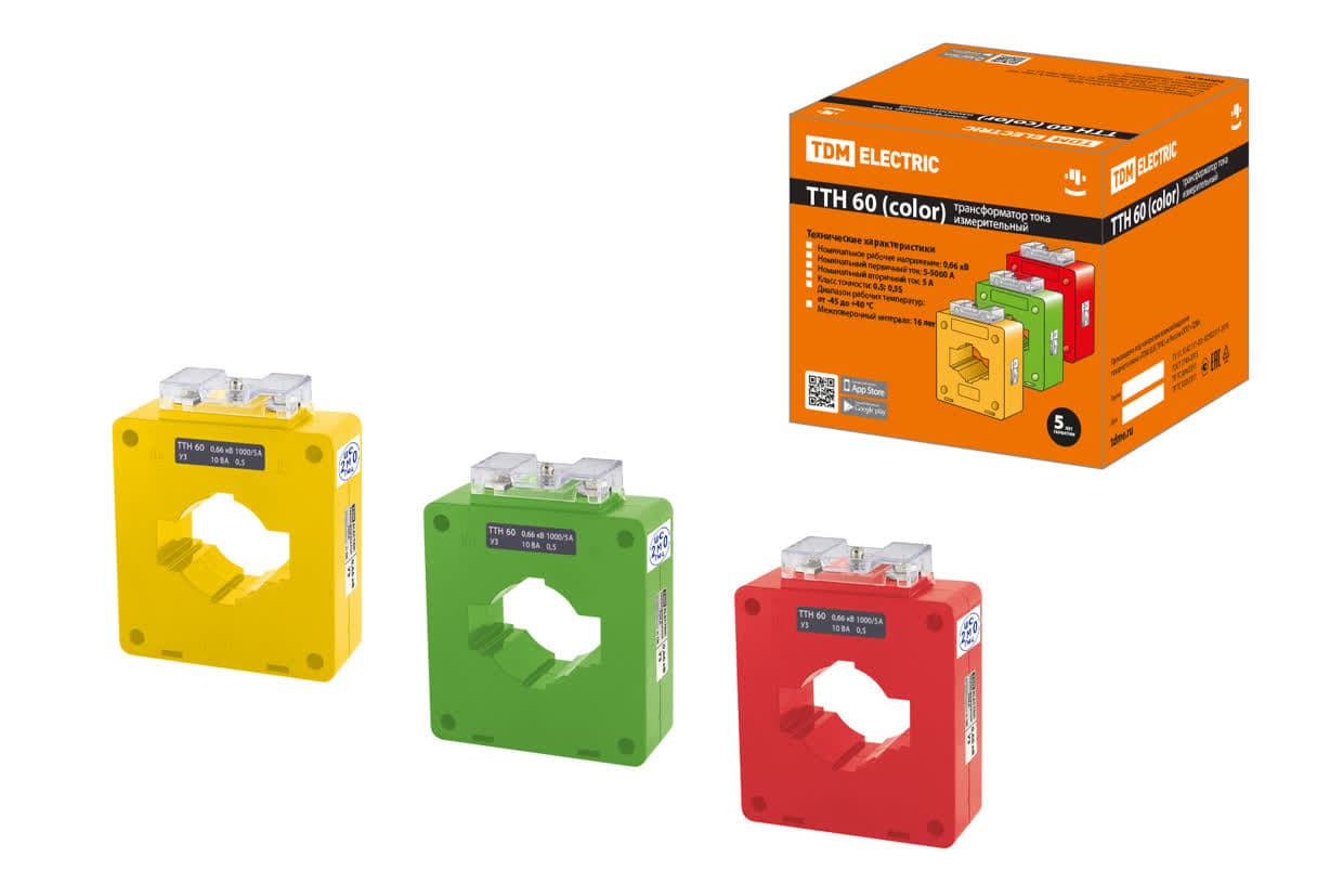 Трансформатор тока измерительный ТТН  60/1000/5-10VA/0,5-Р (3 шт., color) TDM