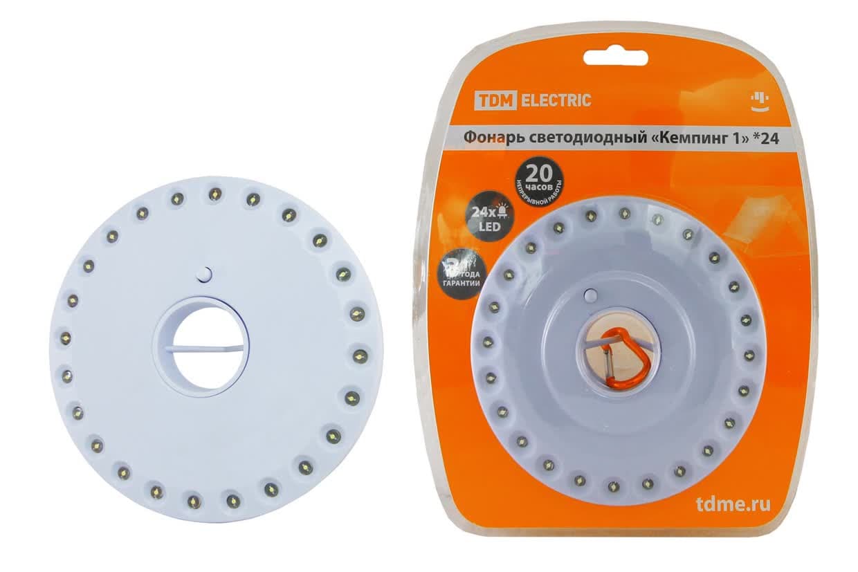 Фонарь светодиодный "Кемпинг 1*24", подвес/магниты, 24 светодиода 72 лм/Вт, бат. 4*АА ( в комплект не входят) TDM