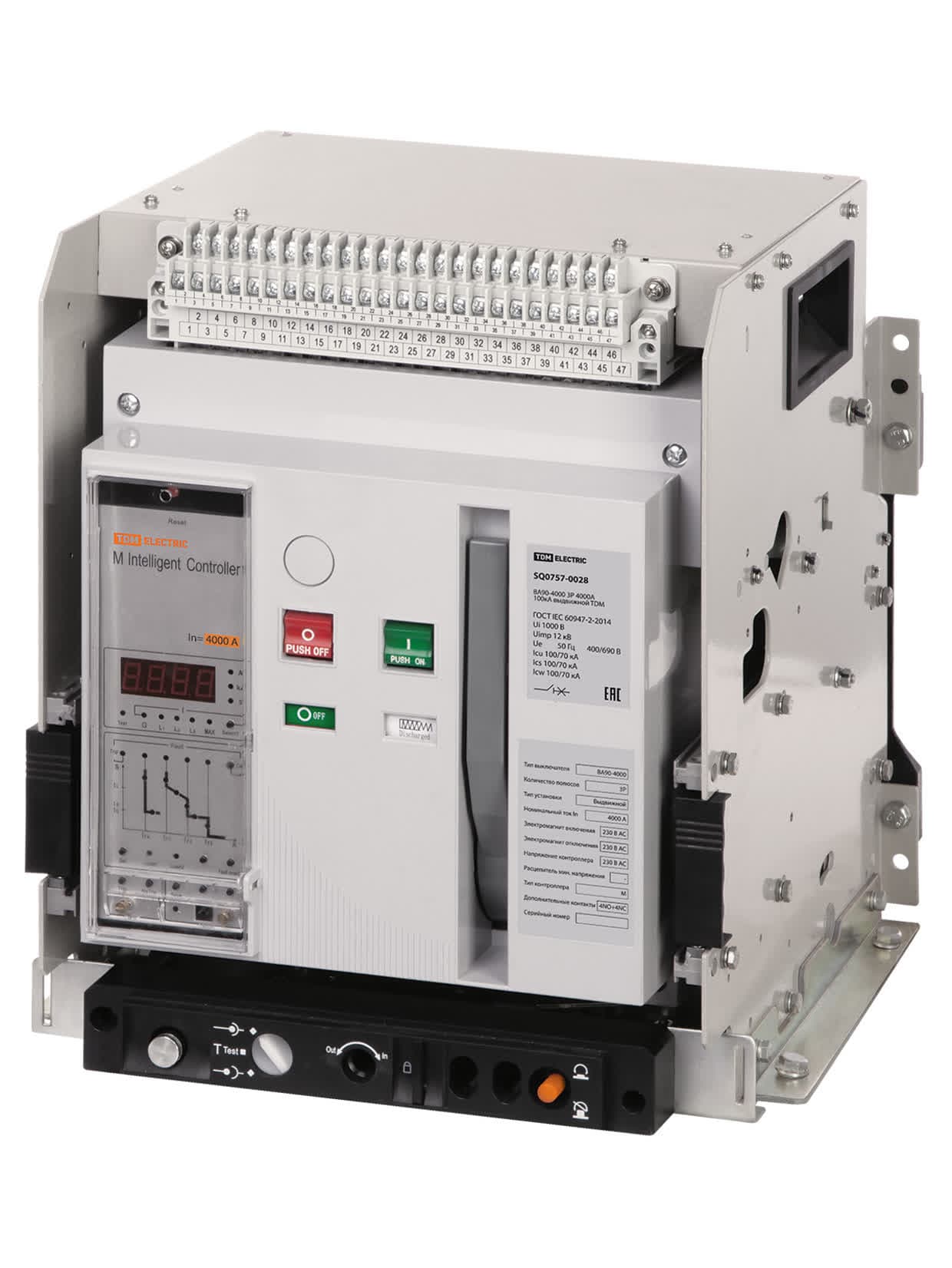 Автоматический выключатель ВА90-4000 3Р 4000А 100кА выдвижной TDM