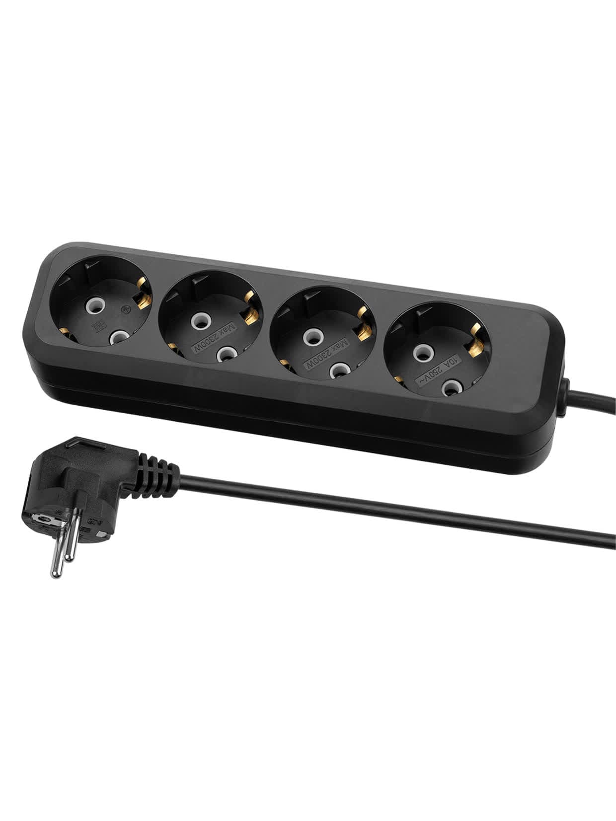 Удлинитель 4 гнезда, 3 метра, с/з, 10 А, 2300 Вт, черный, НАРОДНЫЙ У1-42050 (Ун1 420-0001)