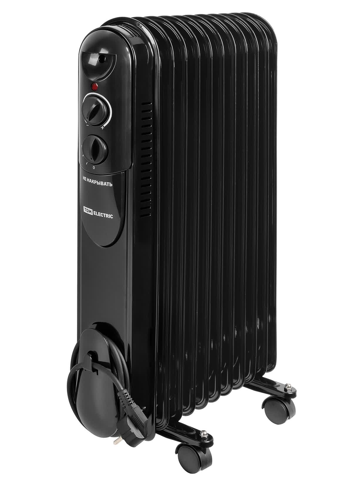 Масляный обогреватель МО-11К, чёрный, 2500 Вт, 11 сек, рег. мощ. (1000/1500/2500 Вт), термостат, TDM