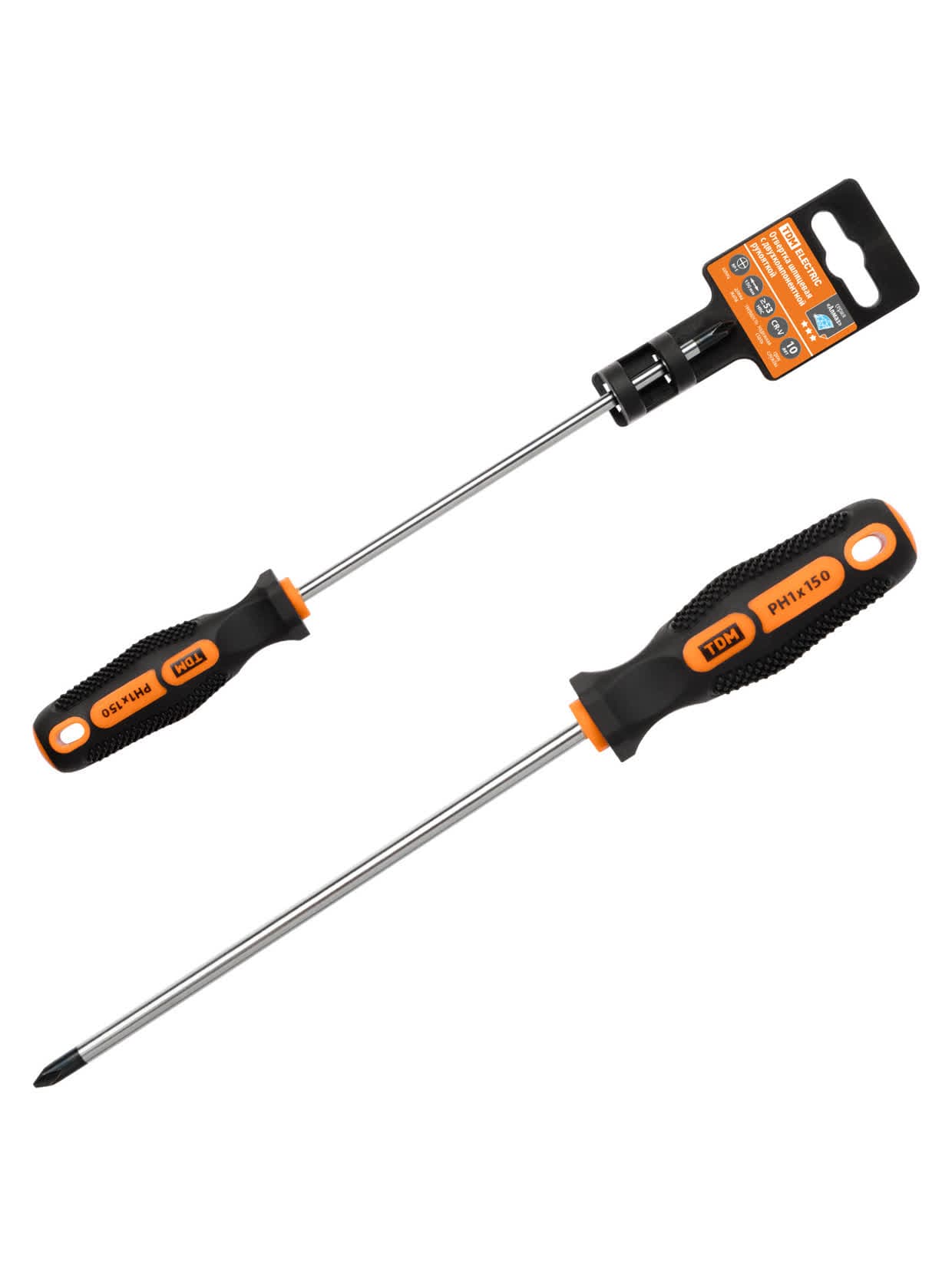 Отвертка крестовая двухкомпонентная, CR-V тип PH1x150, серия "Алмаз" TDM