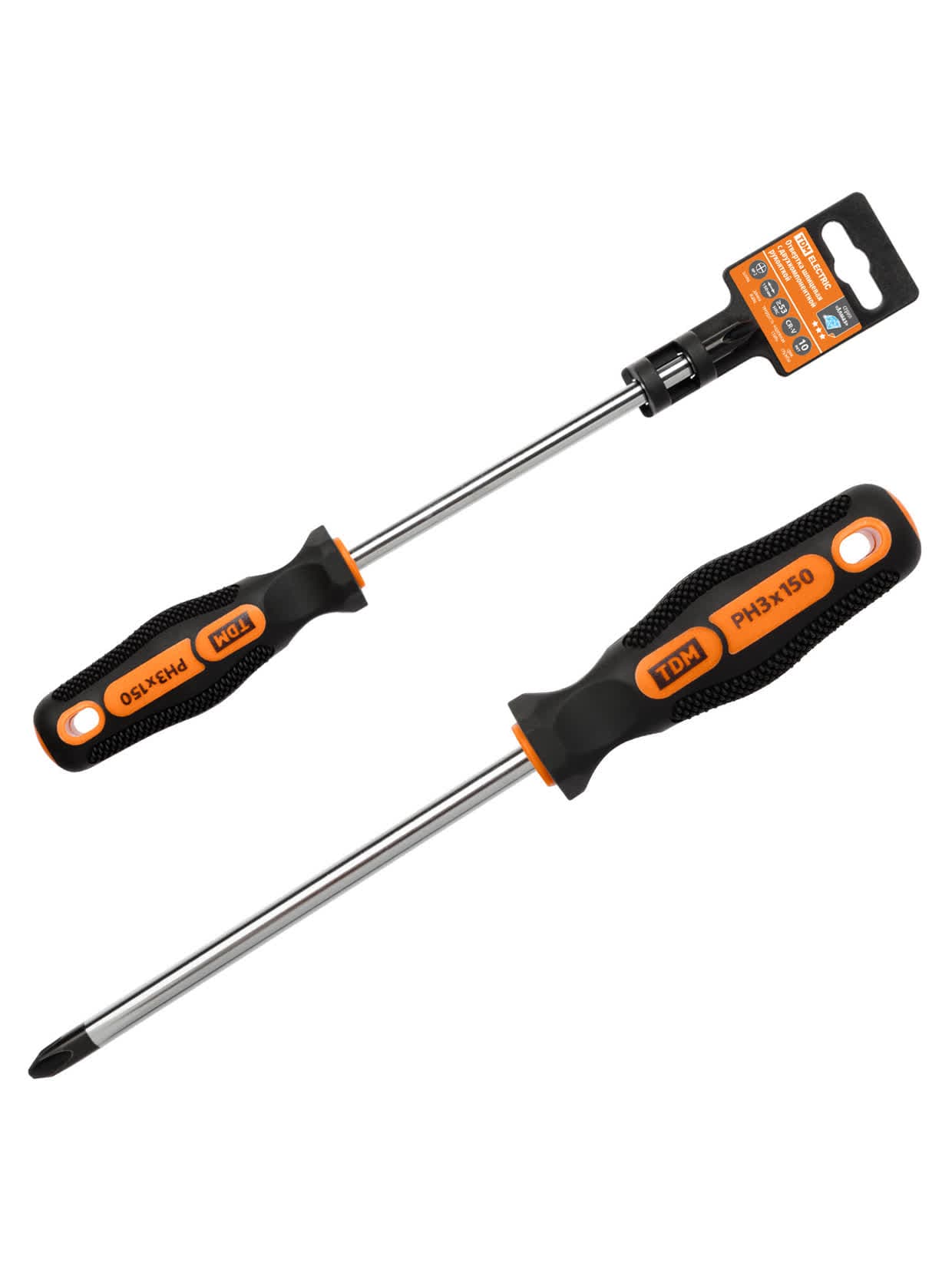 Отвертка крестовая двухкомпонентная, CR-V тип PH3x150, серия "Алмаз" TDM