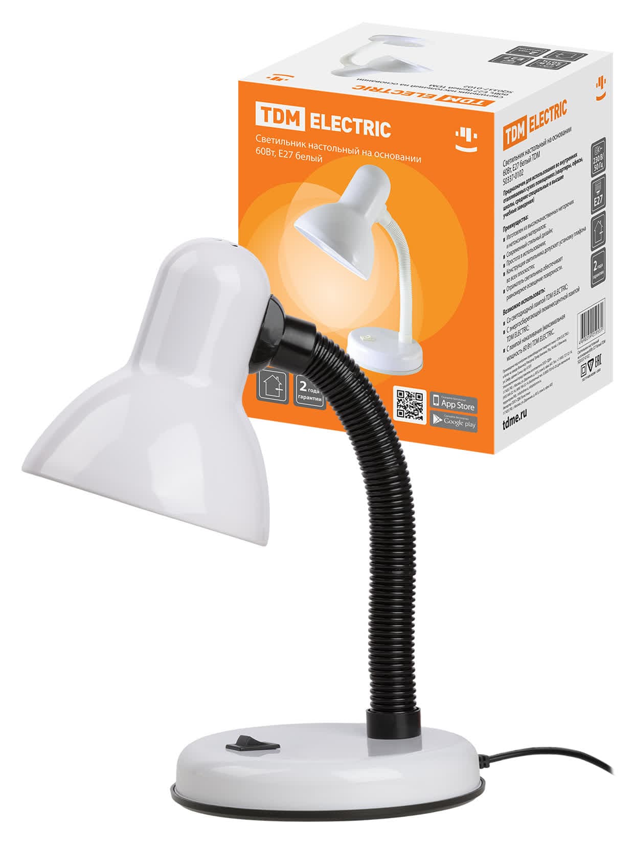 Светильник настольный на основании 60Вт, E27 белый TDM