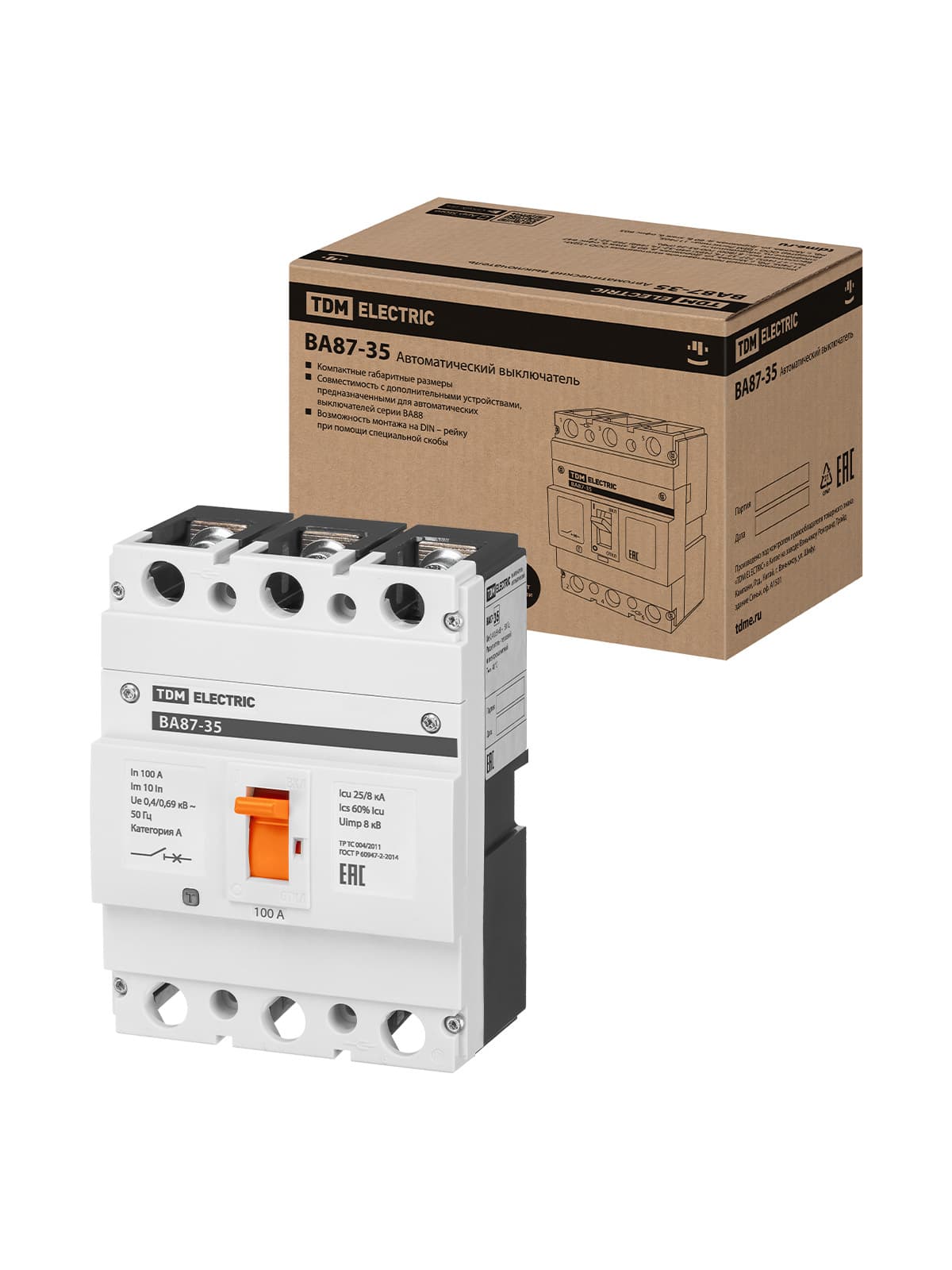 Автоматический выключатель ВА87-35 3Р 100А 25кА TDM