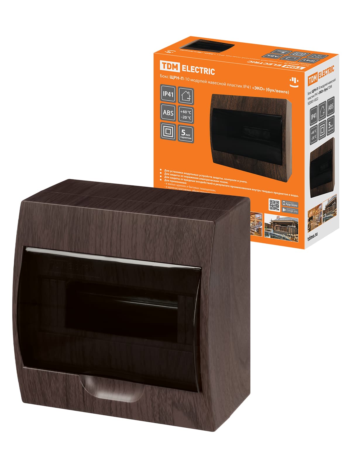 Бокс ЩРН-П-10 модулей навесной пластик IP41 "Эко" (бук) TDM