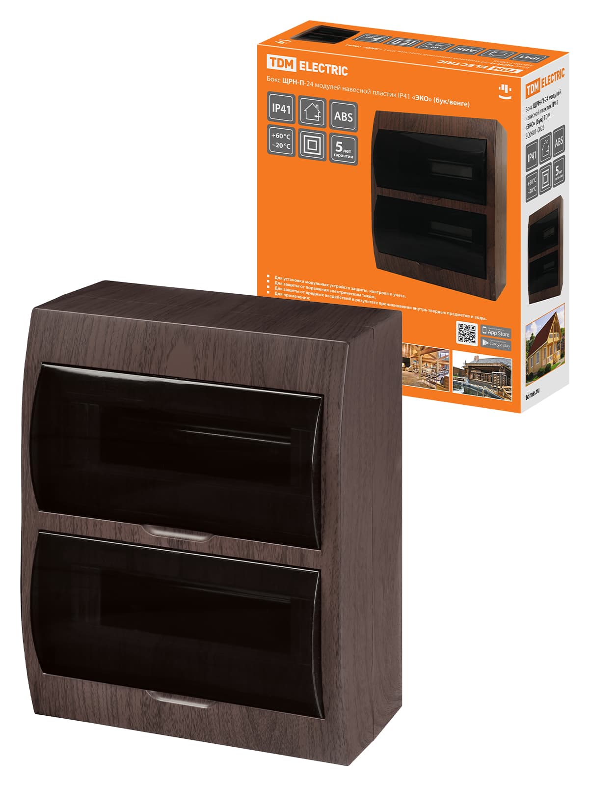 Бокс ЩРН-П-24 модулей навесной пластик IP41 "Эко" (бук) TDM