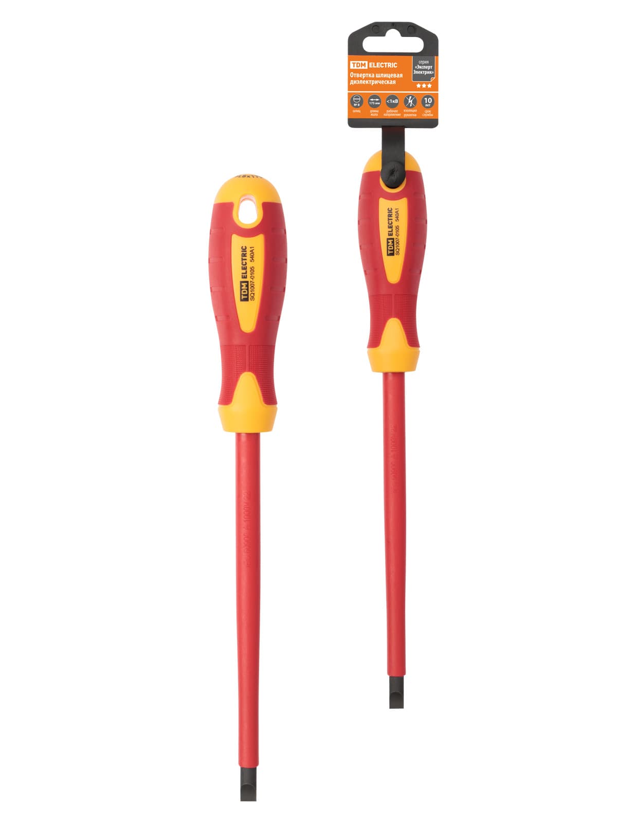 Отвертка шлицевая диэлектрическая тип SL8x175, серия «ЭкспертЭлектрик» TDM
