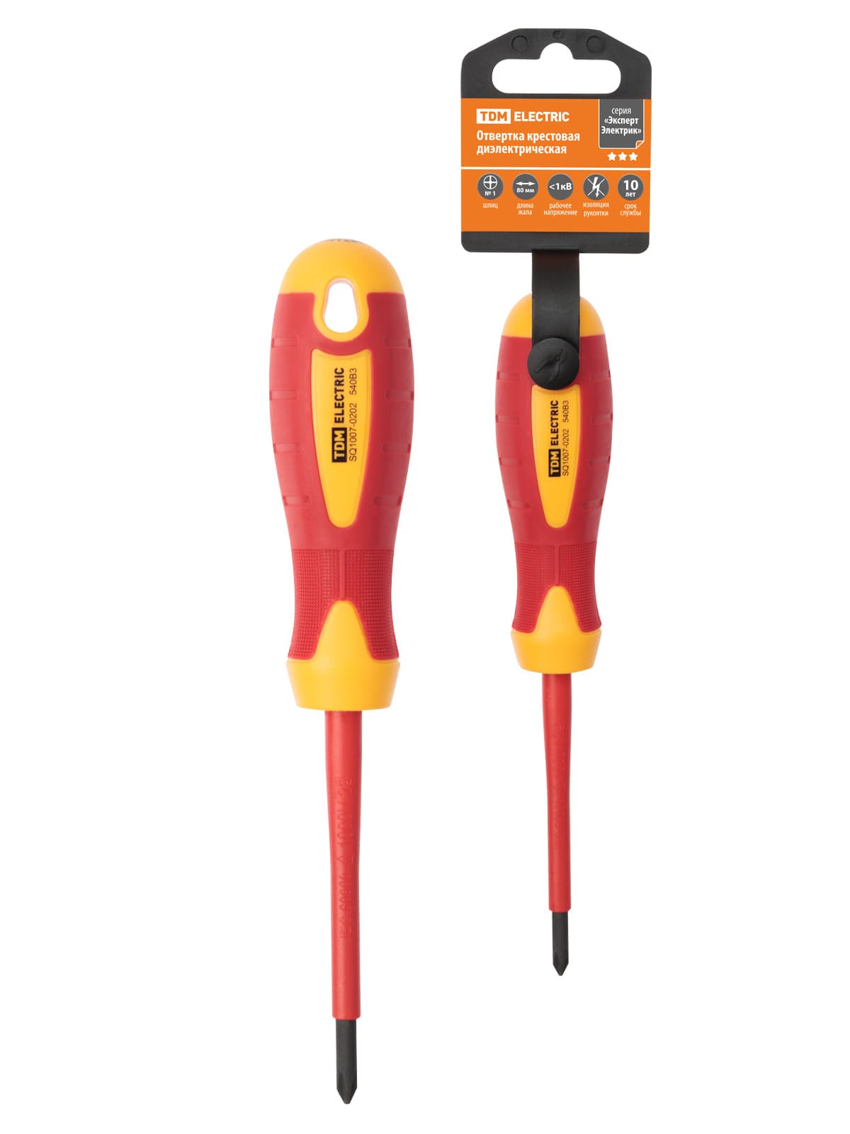 Отвертка крестовая диэлектрическая тип PH1x80, серия «ЭкспертЭлектрик» TDM