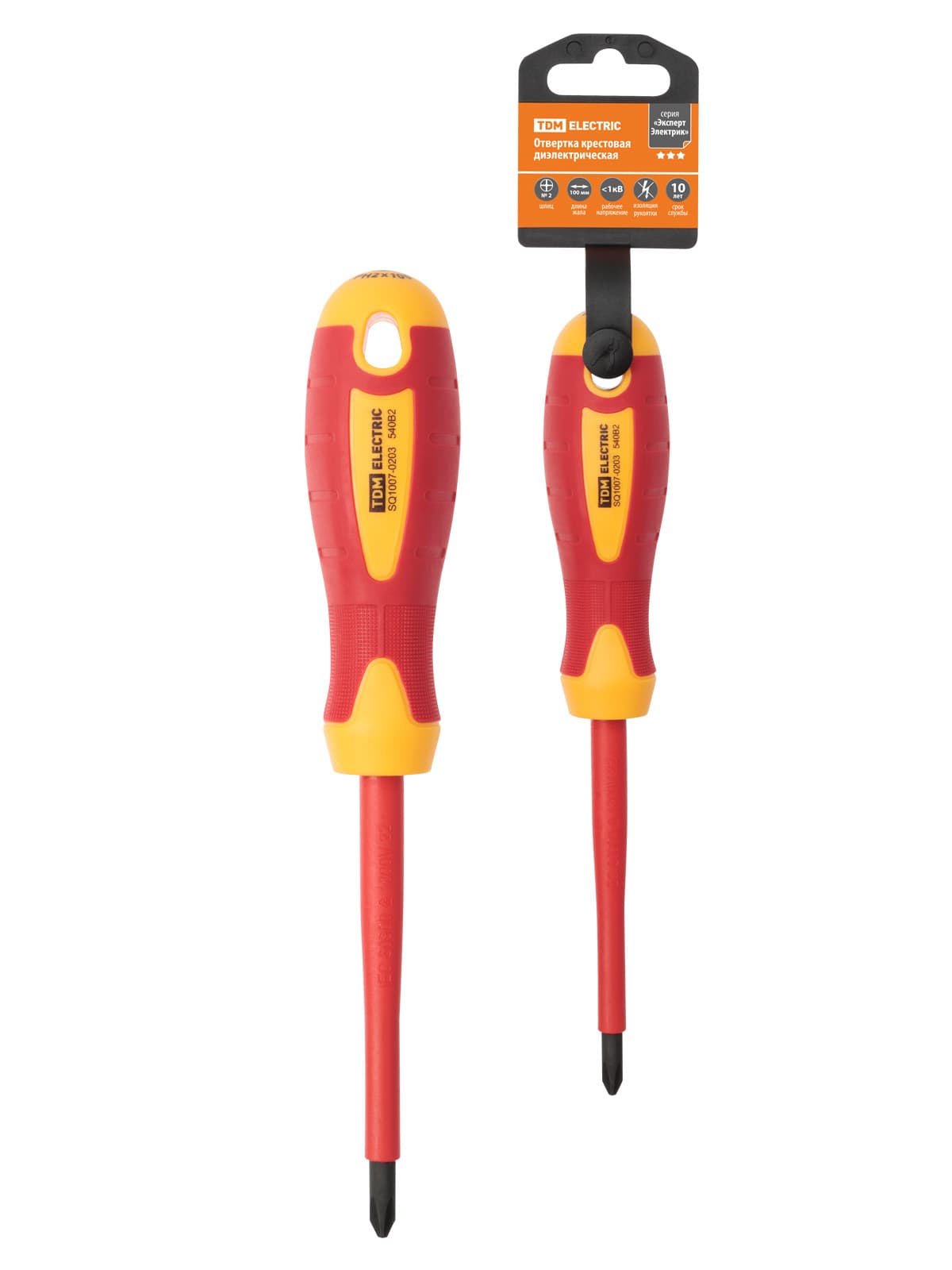 Отвертка крестовая диэлектрическая тип PH2x100, серия «ЭкспертЭлектрик» TDM