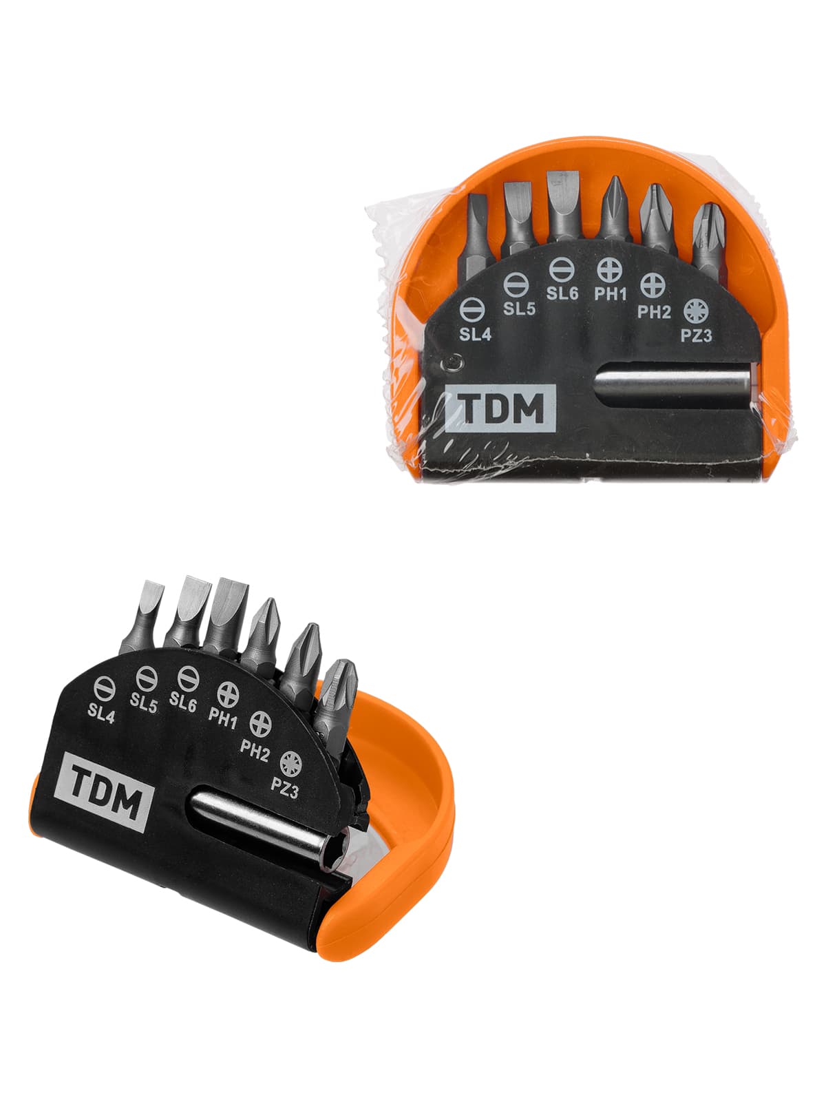 Набор бит №1,  6 бит: SL, PH, PZ, удлинитель CR-V сталь, в пластиковом держателе, «Алмаз» TDM