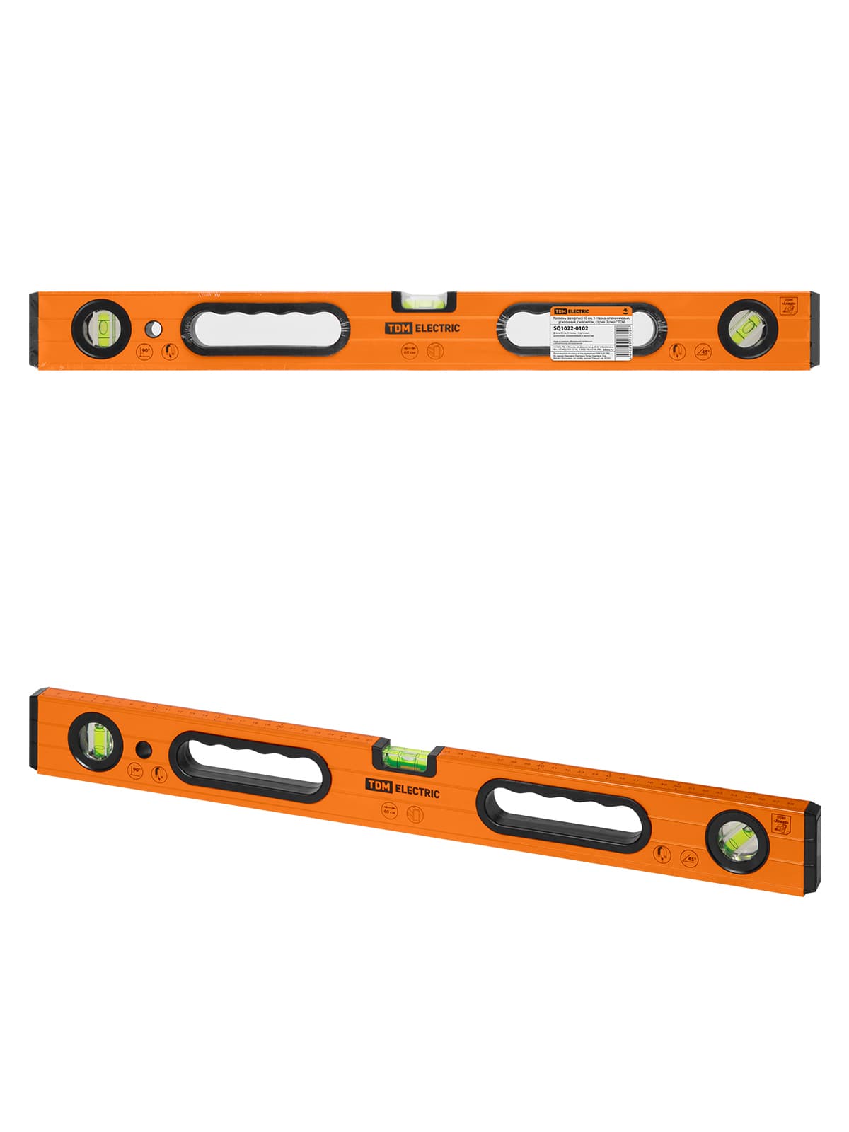 Уровень (ватерпас) 60 см, 3 глазка, алюминиевый, усиленный, с магнитом, серия "Алмаз" TDM