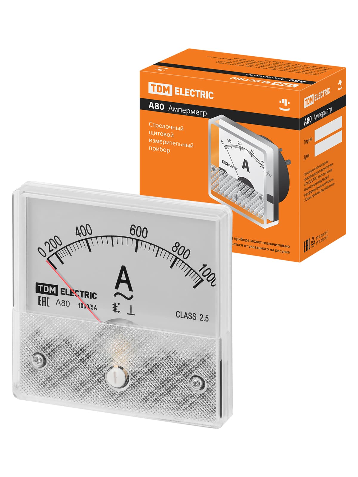 Амперметр А80Н 1000А/5А-2,5, трансформаторного включения, (без поверки), TDM