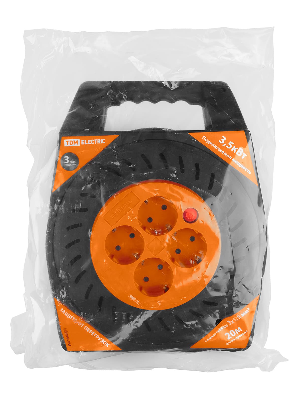 Удлинитель силовой в корпусе УКз16-004 TDM (4 места/20м ПВС 3х1,5)