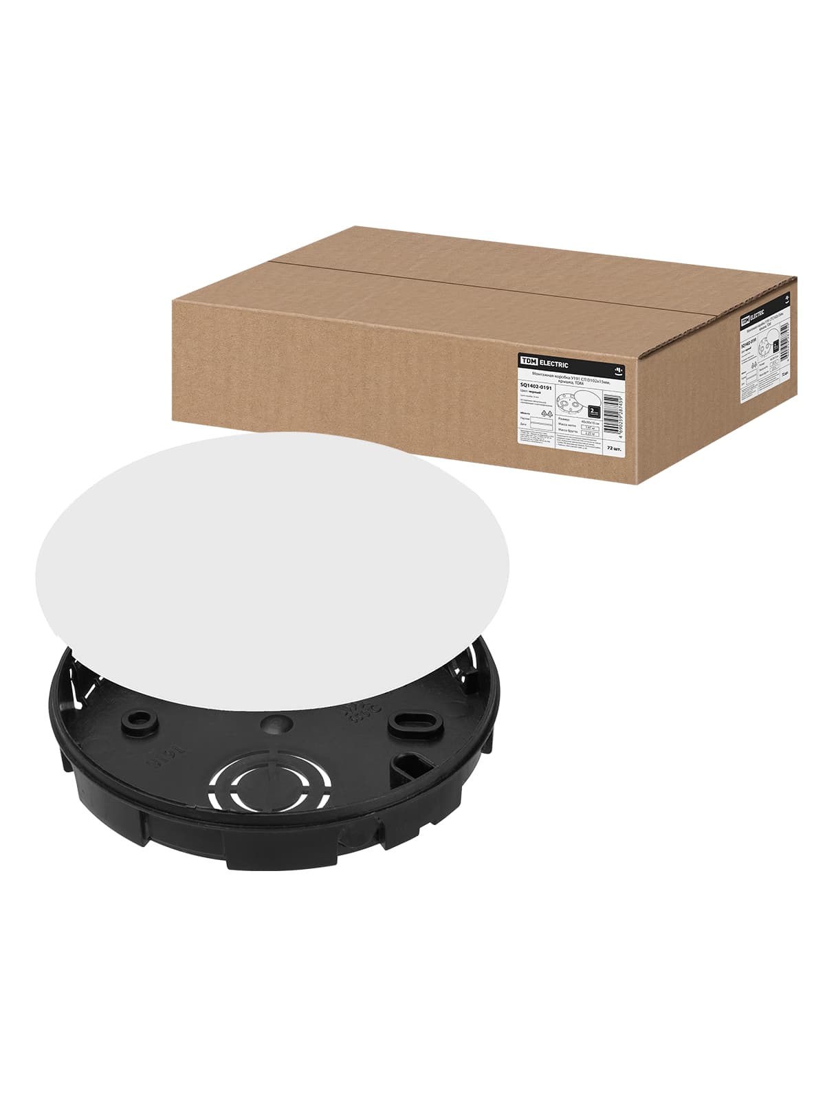 Монтажная коробка У191 СП D102х15мм, крышка, TDM