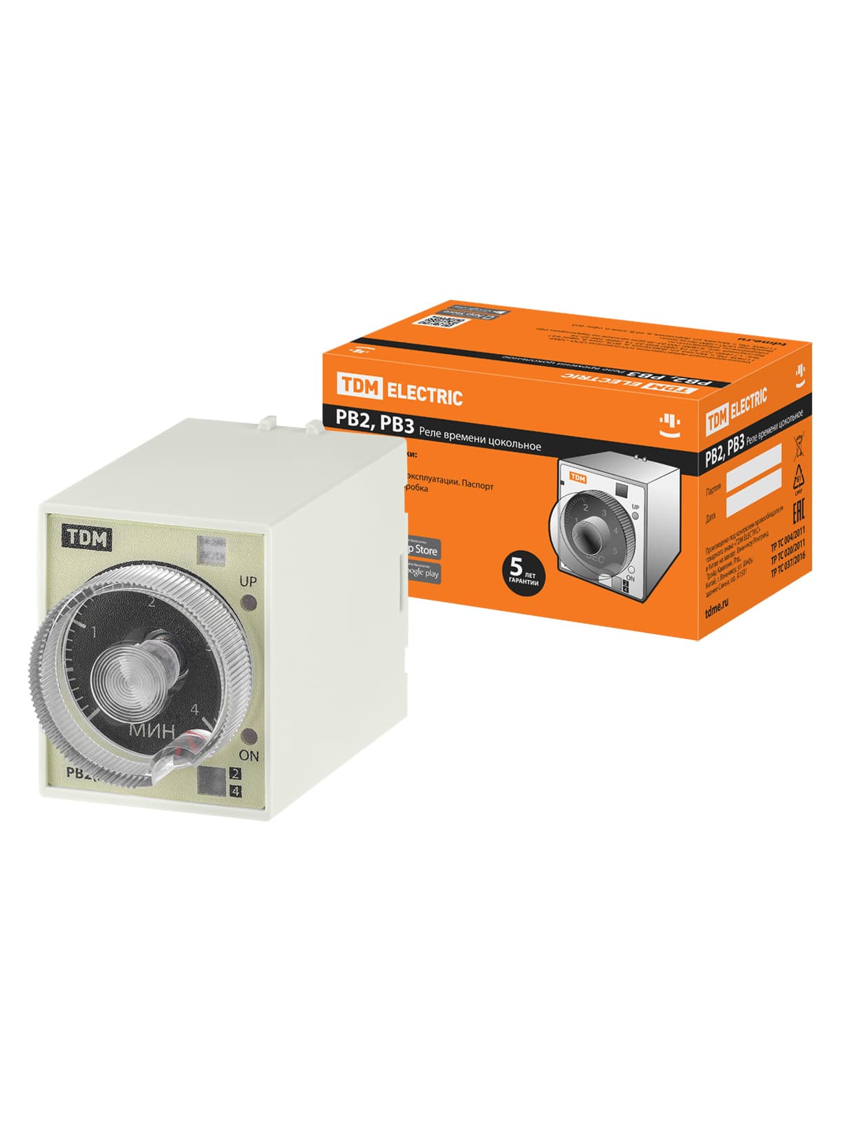 Реле времени 4-диапазоннное 24-230В  цокольное РВ3G-4мин/24час-5A-24/230В-8Ц TDM