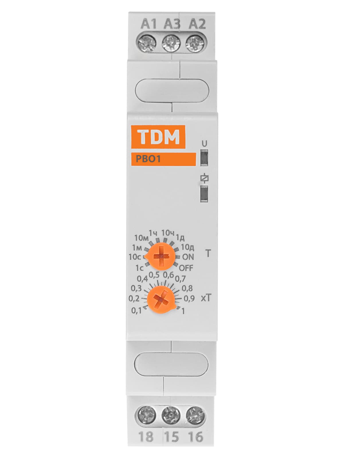 Реле времени РВО1-ВКЛ-0,1с/10дн-8А-12/230В-DIN (зад.вкл., 0,1с-10дней, 12-230В AC/DC) TDM