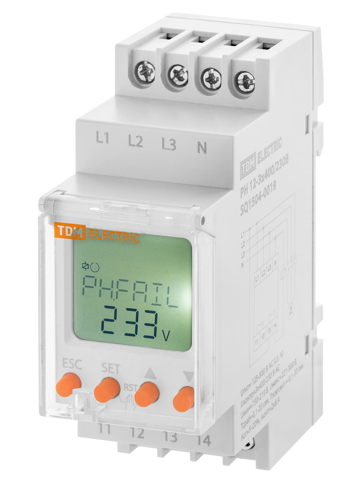 Реле напряжения 3ф серии РН 12-3х400/230В (LCD-дисплей, 1нр+1нз-контакты) TDM