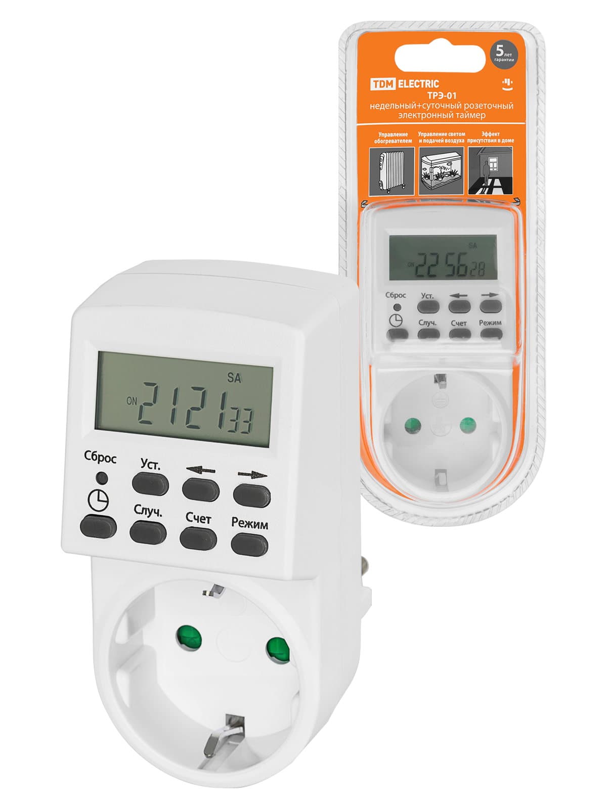 Таймер розеточный электронный ТРЭ-01-1мин/7дн-20on/off-16А (недельный) TDM