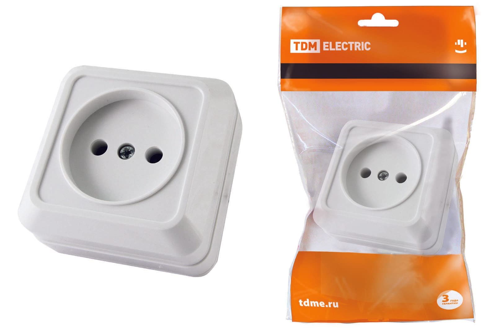 Розетка 2П открытой установки IP20 10А 250В (керамика) белая "Ладога" TDM