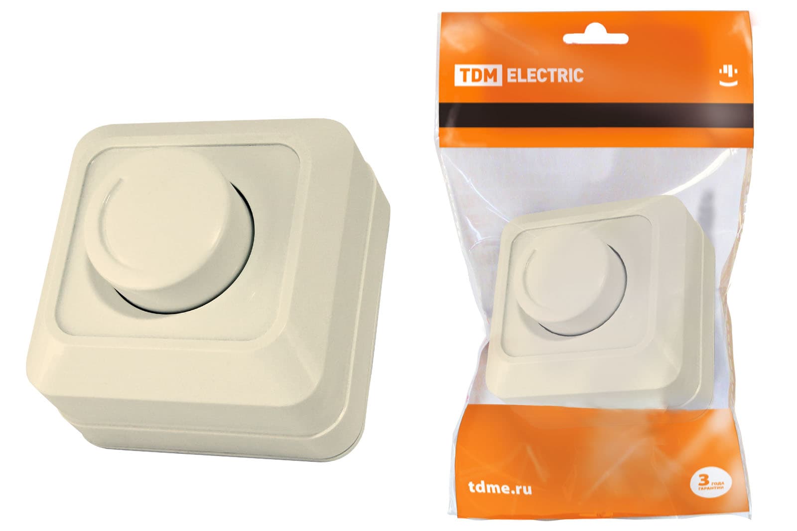 Светорегулятор поворотный RL 300 Вт IP20 сл. кость "Ладога" TDM