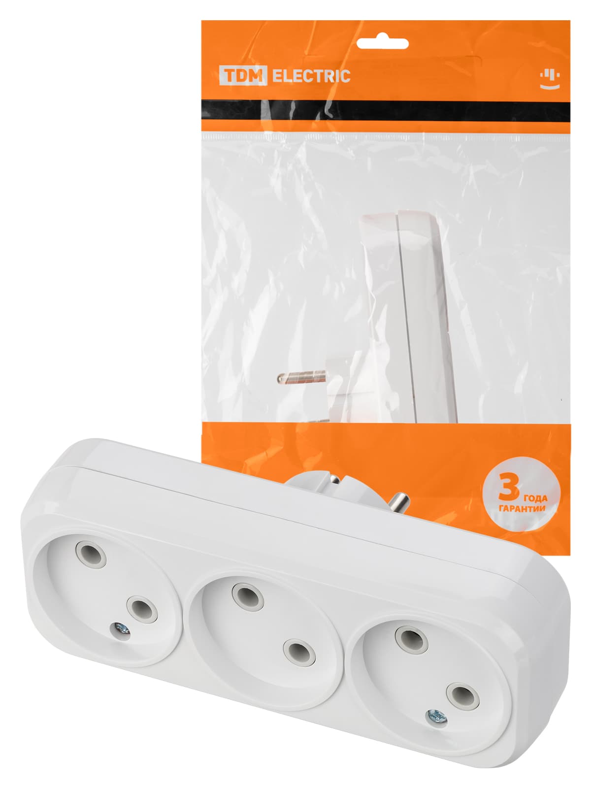 Блок на 3 гнезда 2П б/з плоский 6А 250B TDM