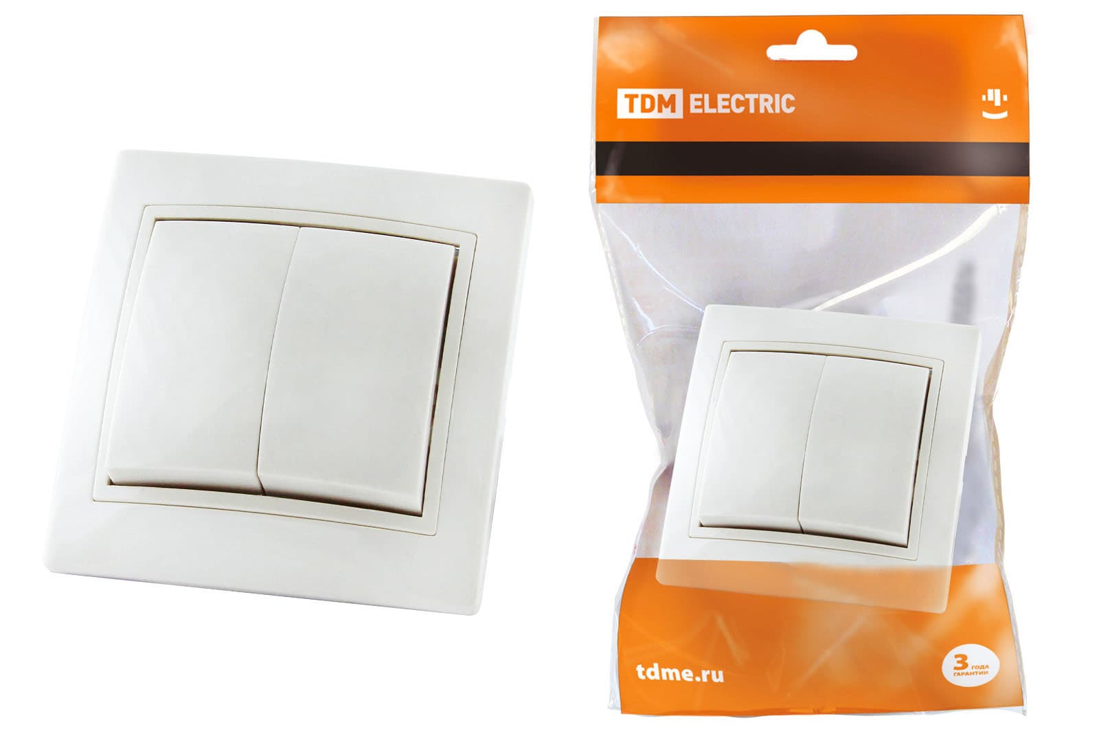 Выключатель 2 кл. 10А (основание керамика) белый "Таймыр" TDM