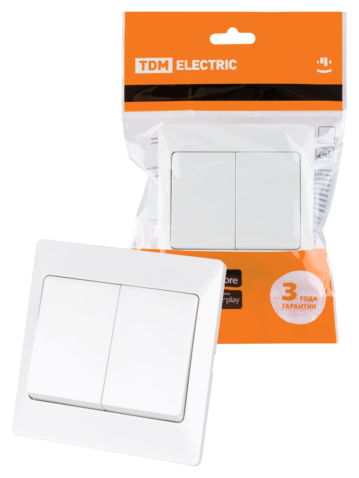 Выключатель 2 кл. 10А белый "Ильмень" TDM