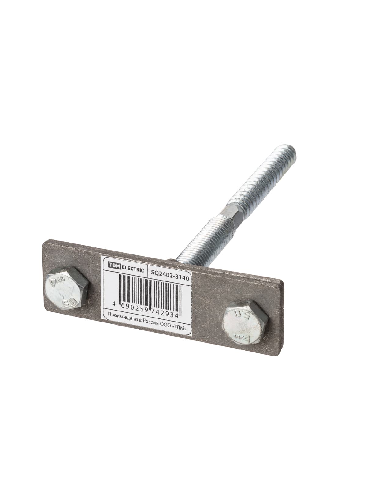 Держатель фасадный для полосы шириной 25-50 мм длина 100 мм с дюбелем, стальной зажим (упак. 1 шт.) TDM