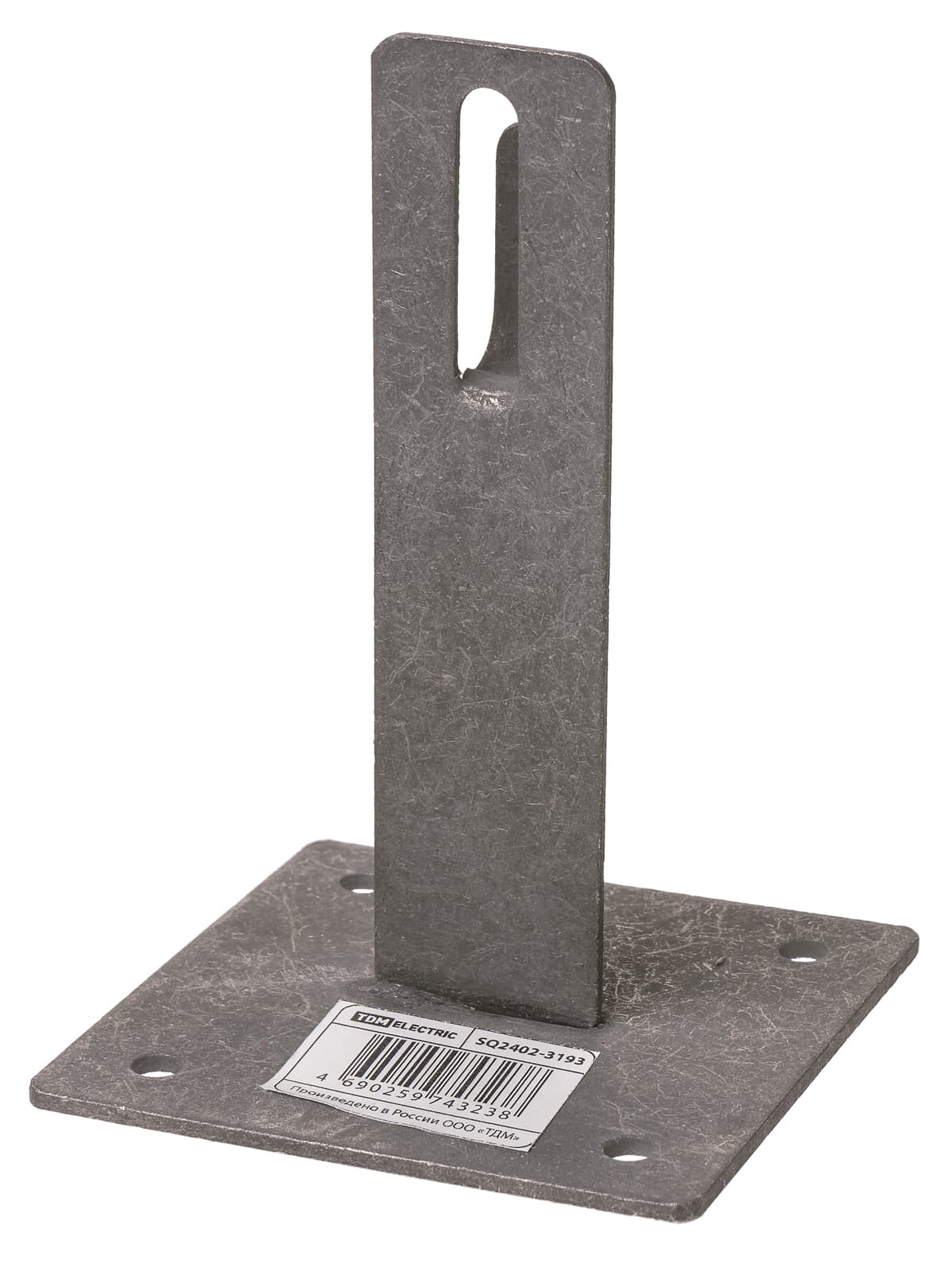 Держатель для плоской кровли для прута Ø6-10 мм, стальной крюк, основание 100х100 мм, высота 100 мм, гор. цинк. (упак. 1 шт.) TDM