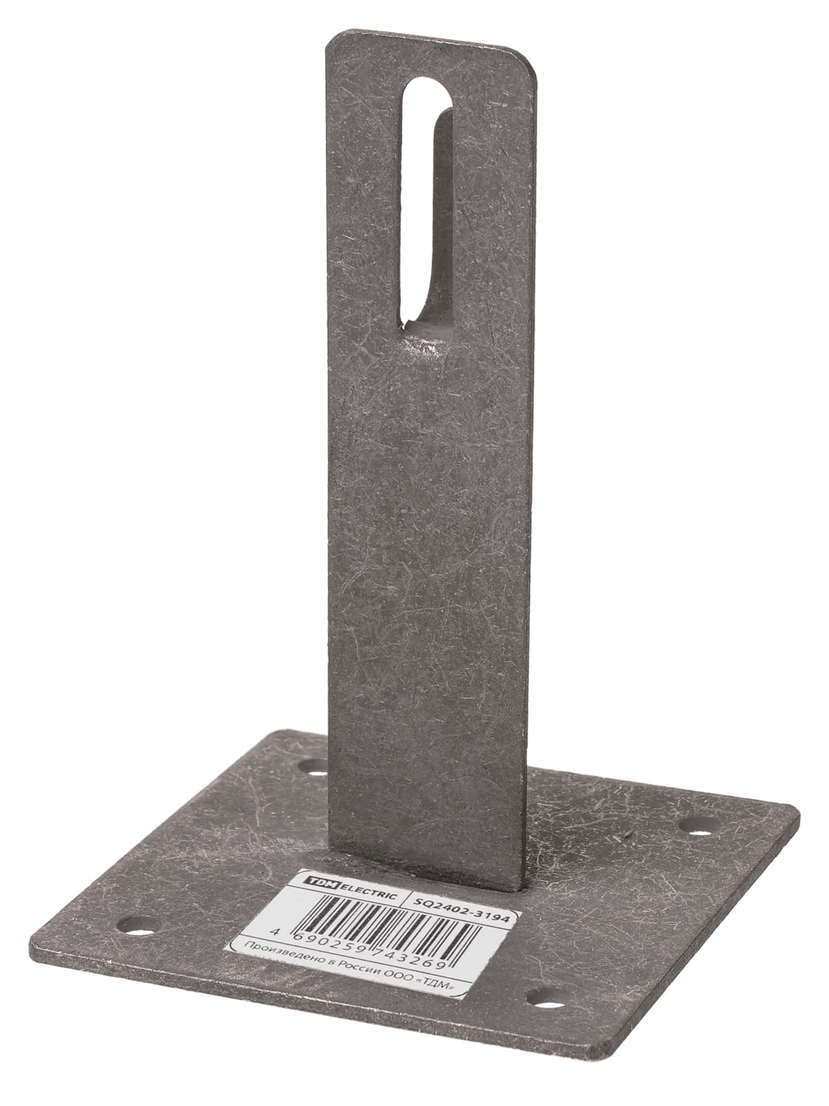 Держатель для плоской кровли для прута Ø6-10 мм, стальной крюк, основание 100х100 мм, высота 150 мм, гор. цинк. (упак. 1 шт.) TDM