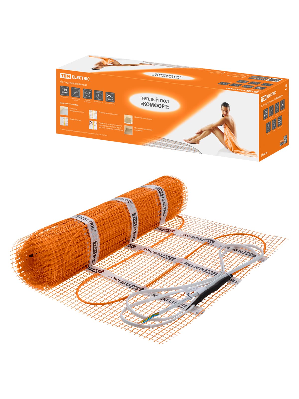 Мат нагревательный "Комфорт" МН двухжильный, 5 кв. м, 750 Вт TDM