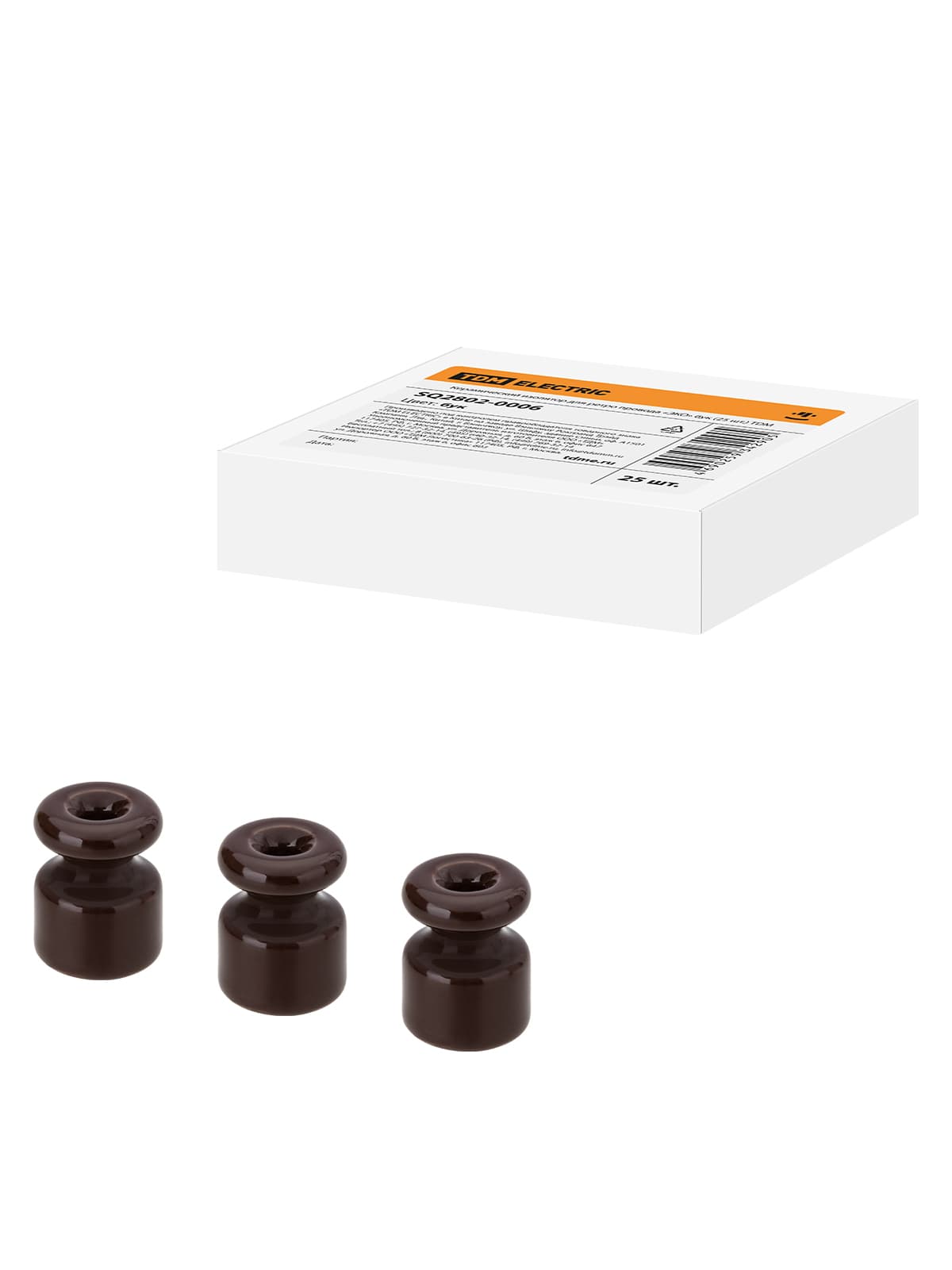 Керамический изолятор для ретро провода  «ЭКО» бук (25шт) TDM