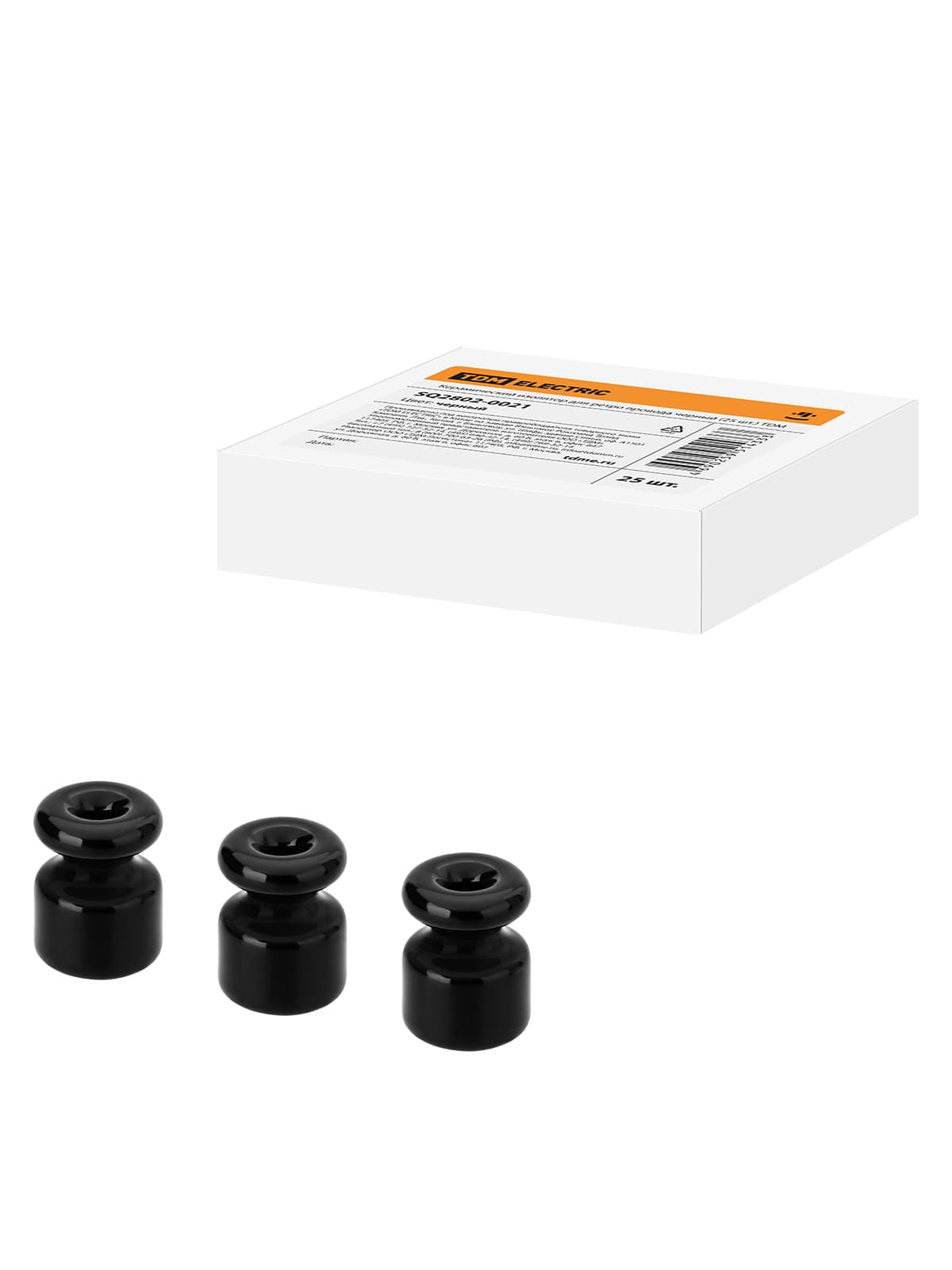 Керамический изолятор для ретро провода черный (25шт) TDM