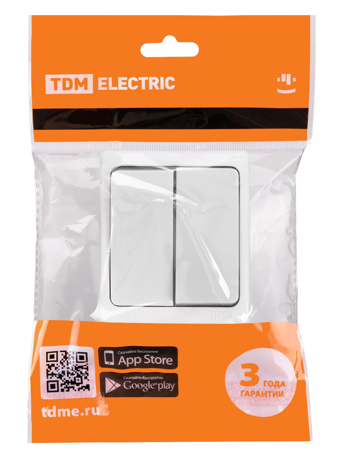 Выключатель 2-кл. открытой установки IP54 10А белый "Вуокса" TDM