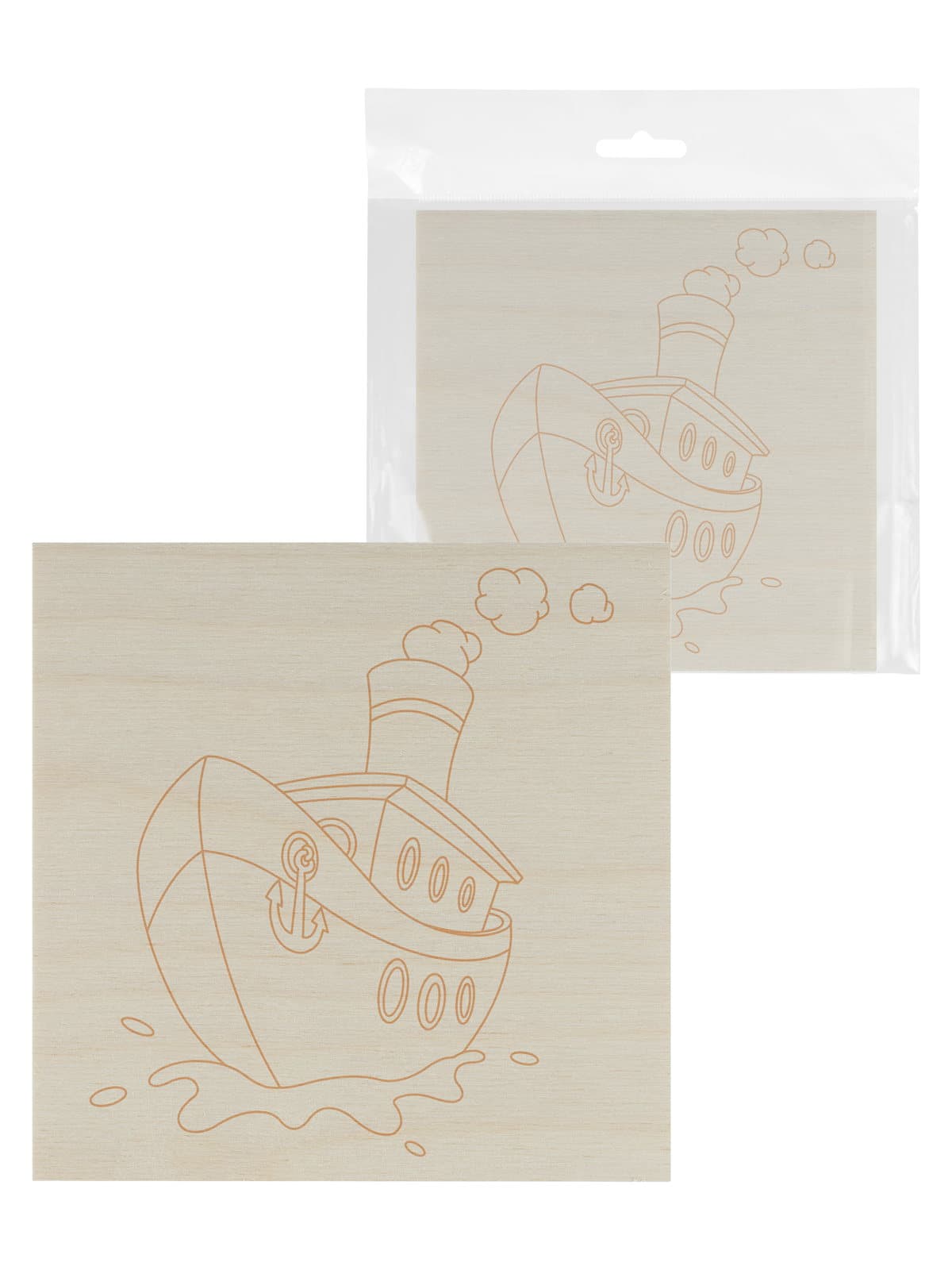 Доска для выжигания, Кораблик, 150х150 мм, 1 шт., пакет, TDM