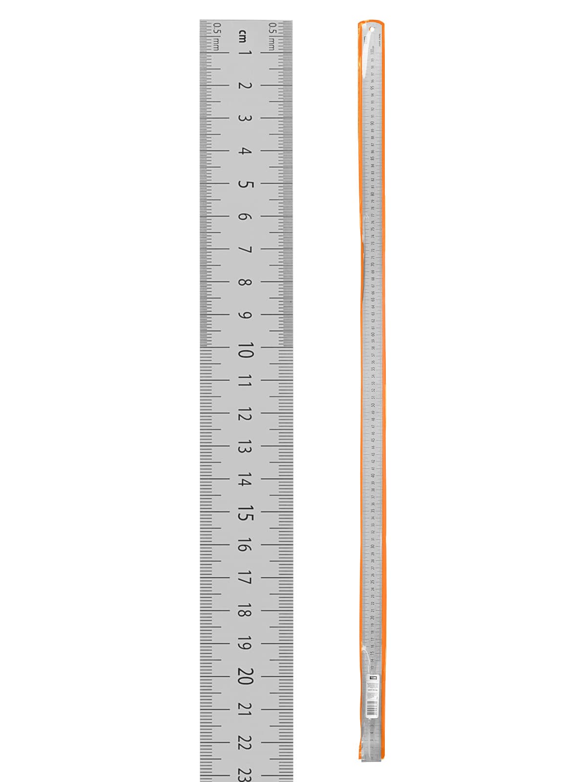 Линейка измерительная металлическая 100 см, нержавеющая сталь, двухсторонняя шкала, "Рубин" TDM