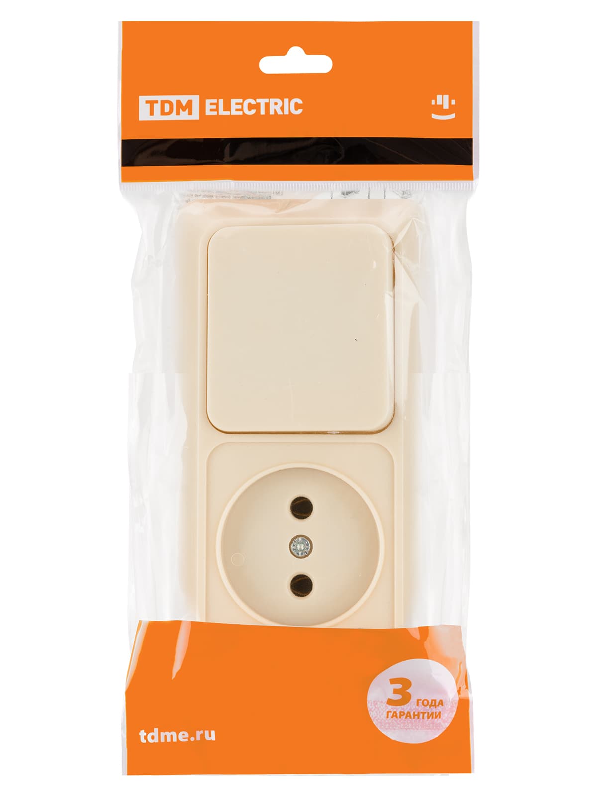 Блок комбинированный выкл. 1-кл. 10А + розетка 2П 10А 250В БКВР IP20 сл. кость "Ладога" TDM