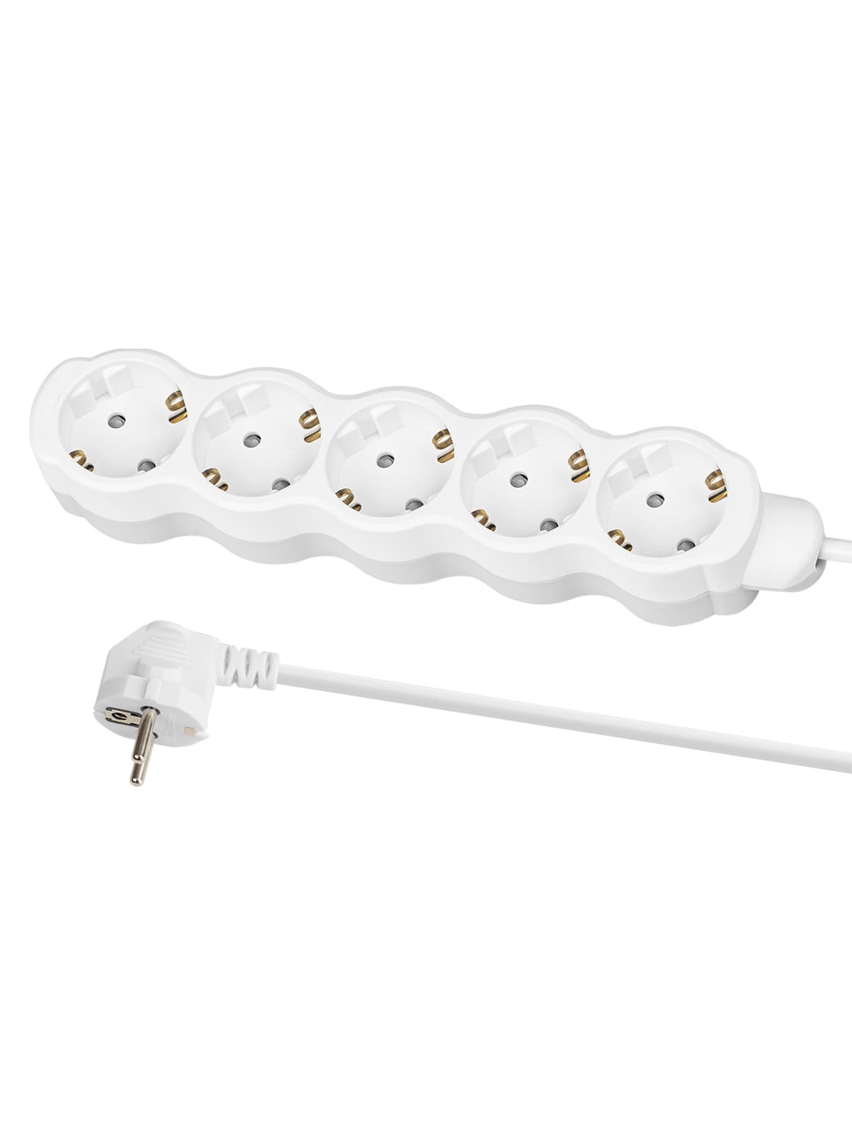 Удлинитель бытовой "Люкс" 5 гнезд, 2 м, с/з, с з/ш, ПВС 3х0,75 мм2, 10 А, 250 В, 2400 Вт TDM У1-52051