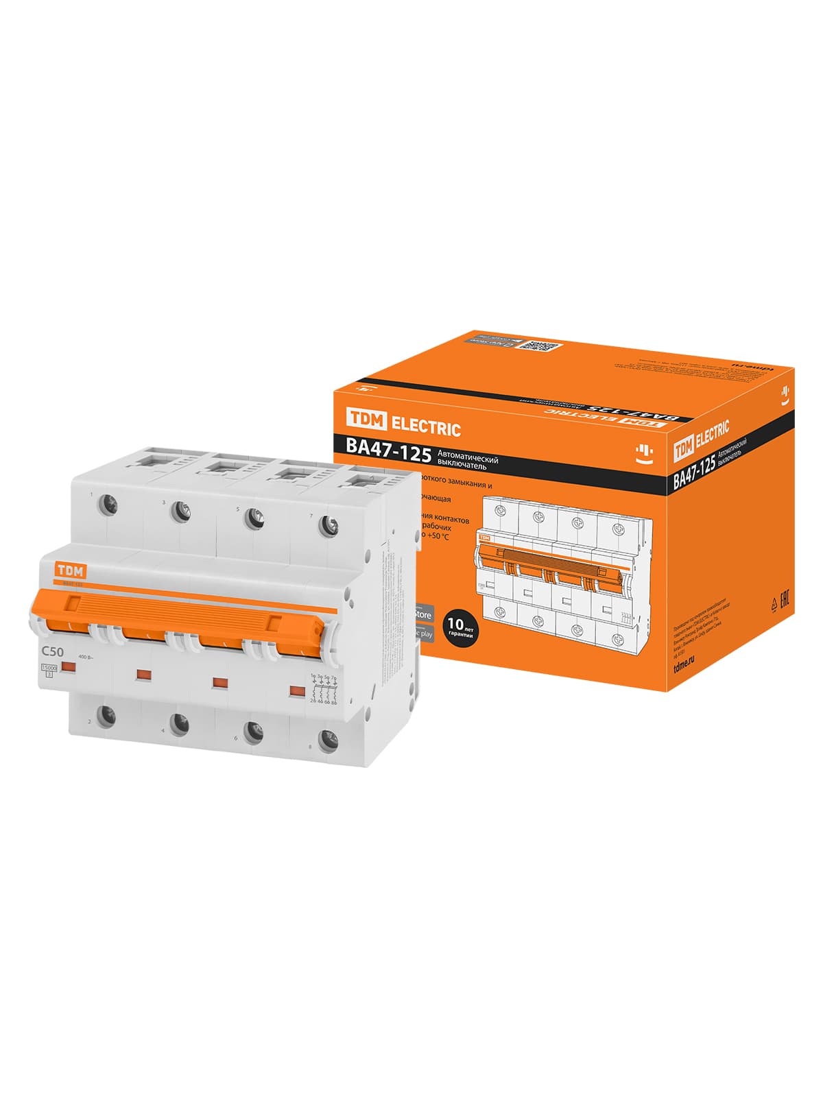 Авт. выкл. ВА47-125 4Р 50А 15кА  х-ка С TDM