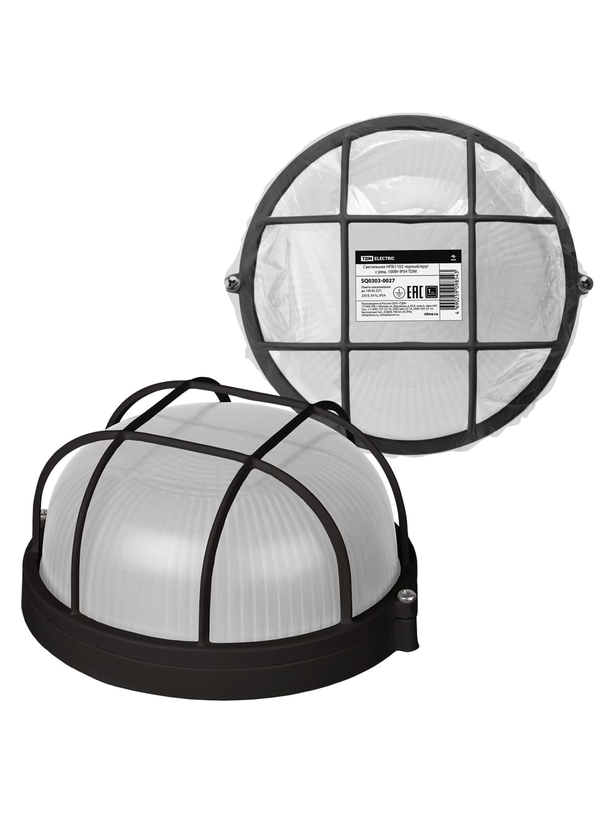Светильник НПБ1102 черный/круг с реш. 100Вт IP54 TDM