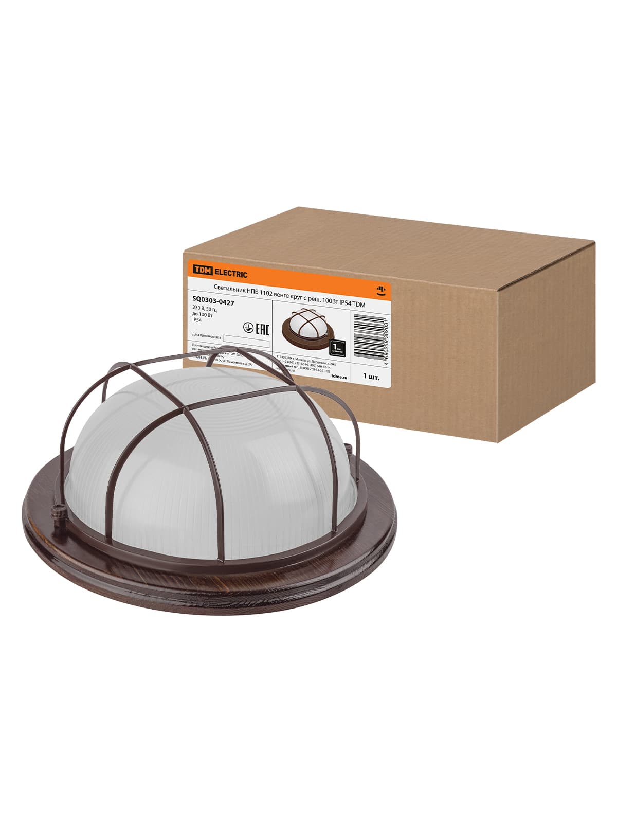 Светильник НПБ1102 венге круг с реш. 100Вт IP54 TDM