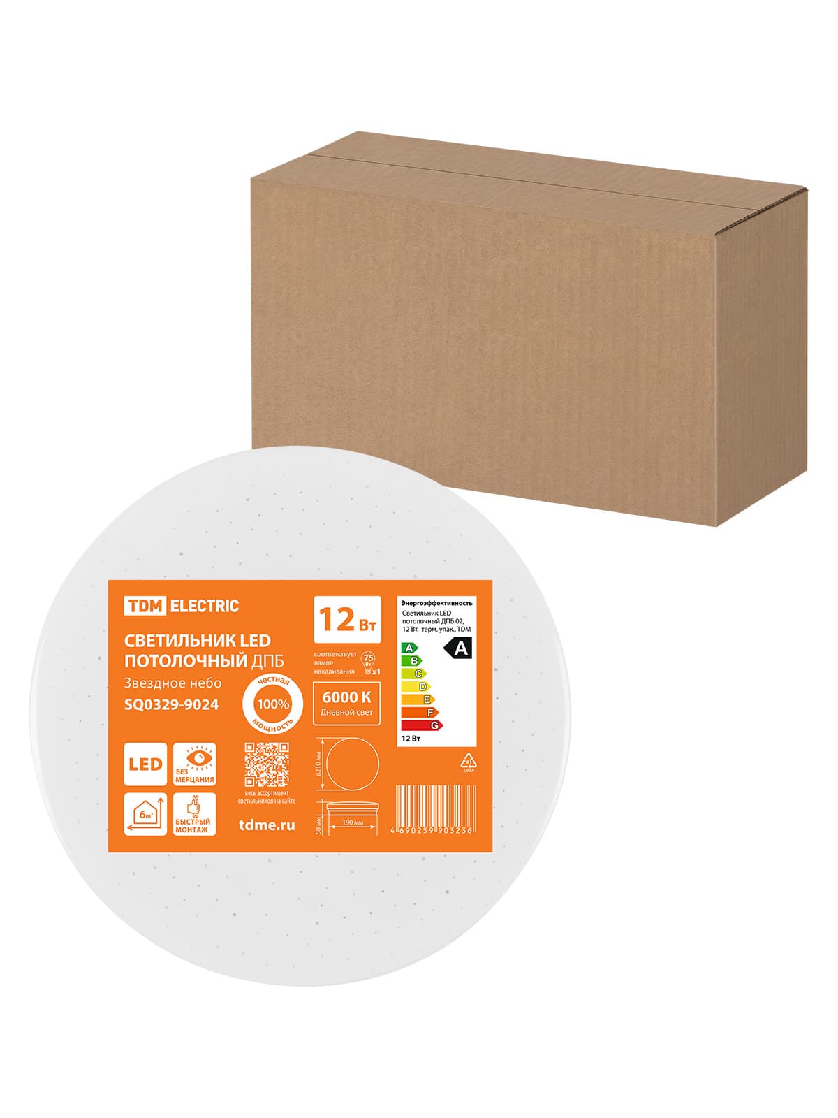 Светильник LED потолочный ДПБ 02, 12 Вт, 6000 К, Звездное небо, терм. упак., TDM